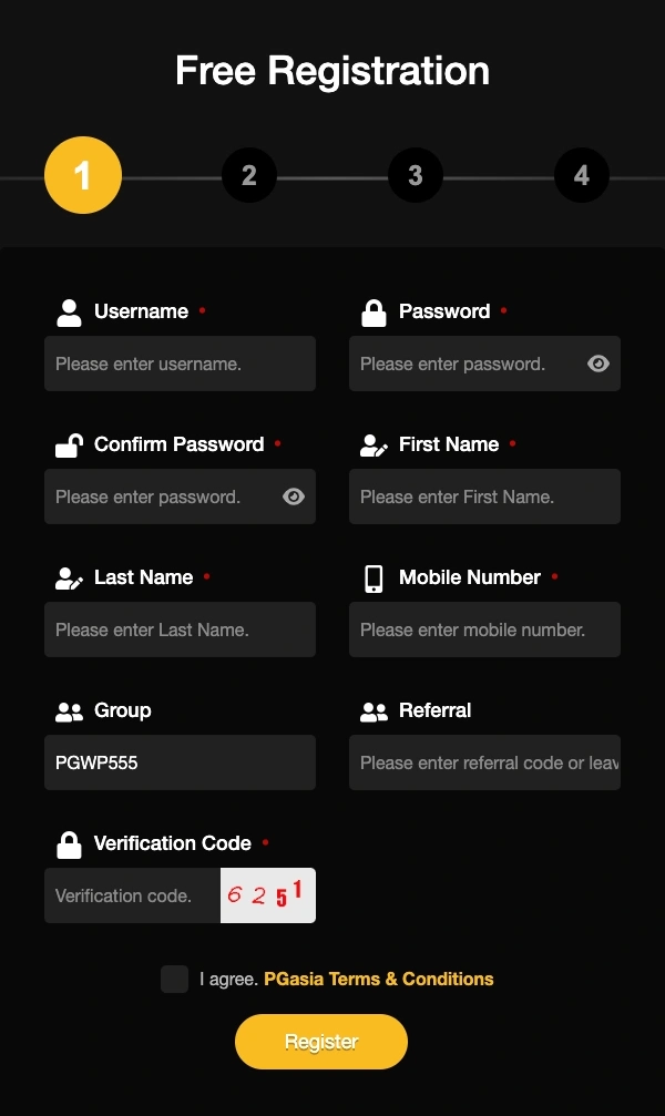 Registration page interface on 91jl online casino